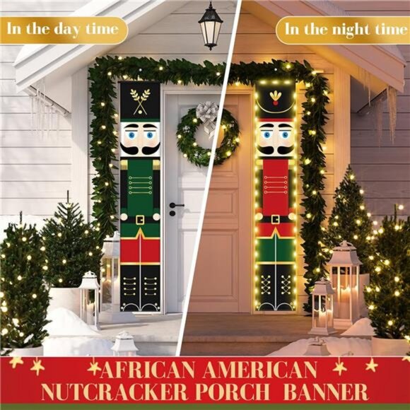 Nutcracker Christmas Decor Nutcrackers Banners Porch with LED String Lights - Picture 3 of 8